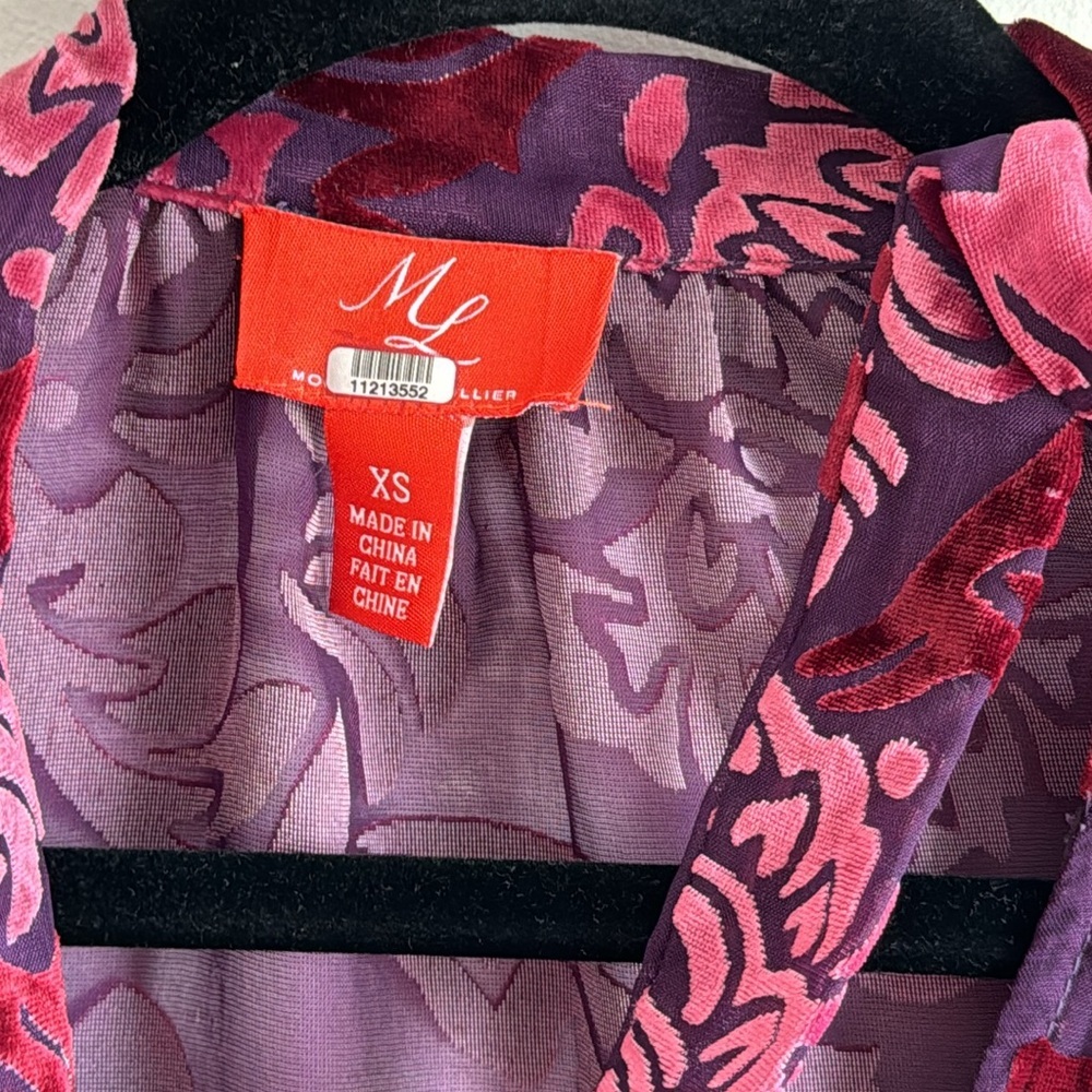 Monique Lhuililler Velvet Floral Blouse - Size XS - Picture 5 of 7